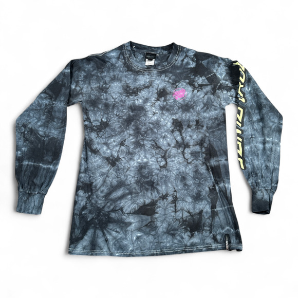 Santa Cruz Shirt Adult SMALL Gray Tie Dye Long Sleeve Skater - Picture 2 of 7